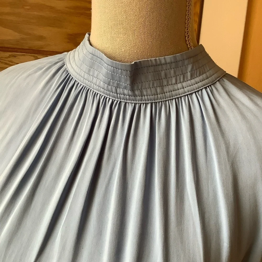 YAYA Women Bel Air Blue Gathered Blouse Size 36 - Picture 5 of 15